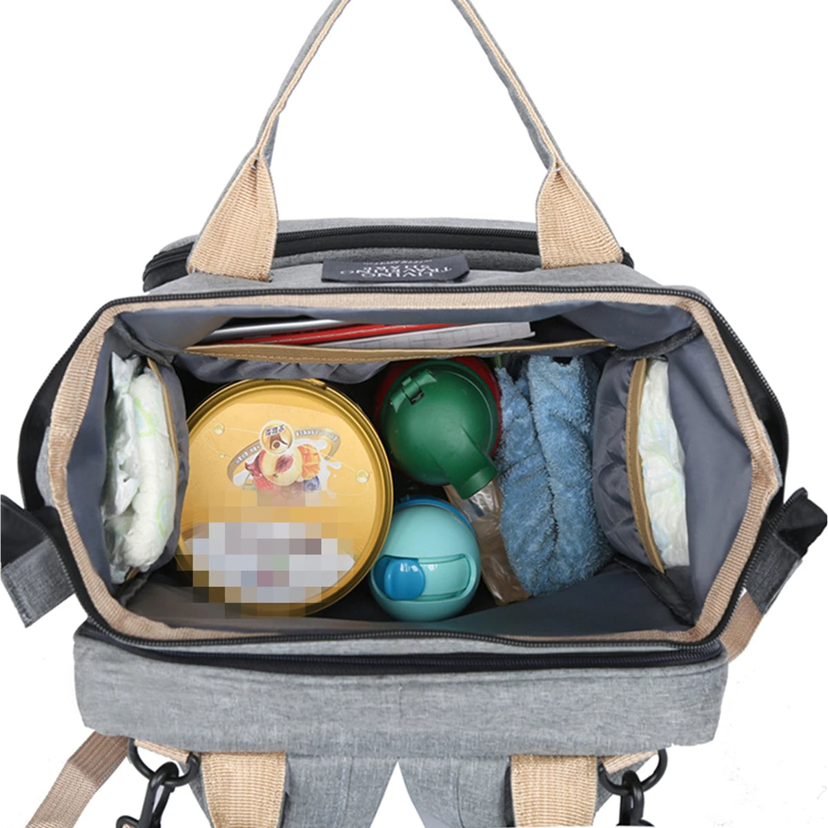 Multifunctional Diaper Bag with Changing Station and Foldable Bed